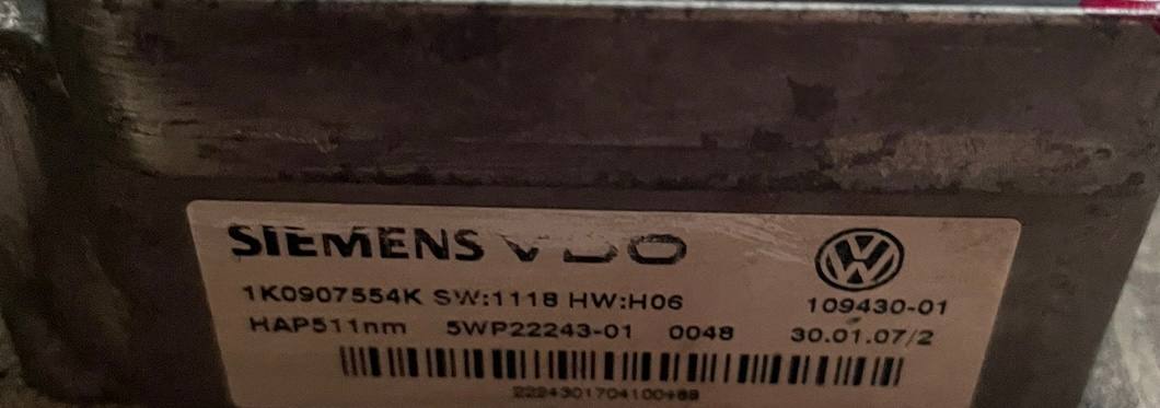 Ecu siemens OEM 1K0907554K SW:1118 HW:H06 HAP511nm 5WP22243-01